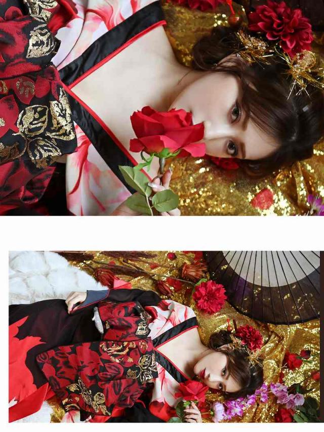 和柄ドレス 流遊 花魁 ドレス 和柄 着物ドレス キャバ 花魁 コスプレ 花魁コスプレ 衣装 着物ドレス 着物 和柄ドレス ハ_6