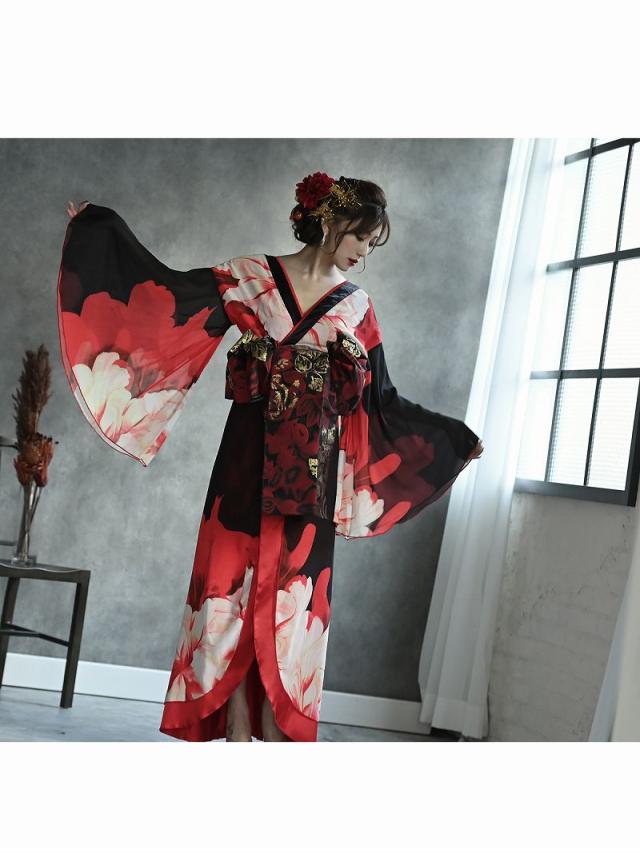 和柄ドレス 流遊 花魁 ドレス 和柄 着物ドレス キャバ 花魁 コスプレ 花魁コスプレ 衣装 着物ドレス 着物 和柄ドレス ハ_7
