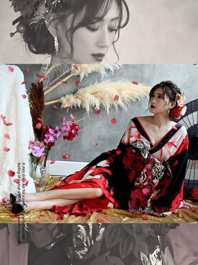 和柄ドレス 流遊 花魁 ドレス 和柄 着物ドレス キャバ 花魁 コスプレ 花魁コスプレ 衣装 着物ドレス 着物 和柄ドレス ハ_10