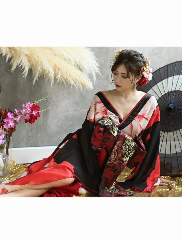 和柄ドレス 流遊 花魁 ドレス 和柄 着物ドレス キャバ 花魁 コスプレ 花魁コスプレ 衣装 着物ドレス 着物 和柄ドレス ハ_12