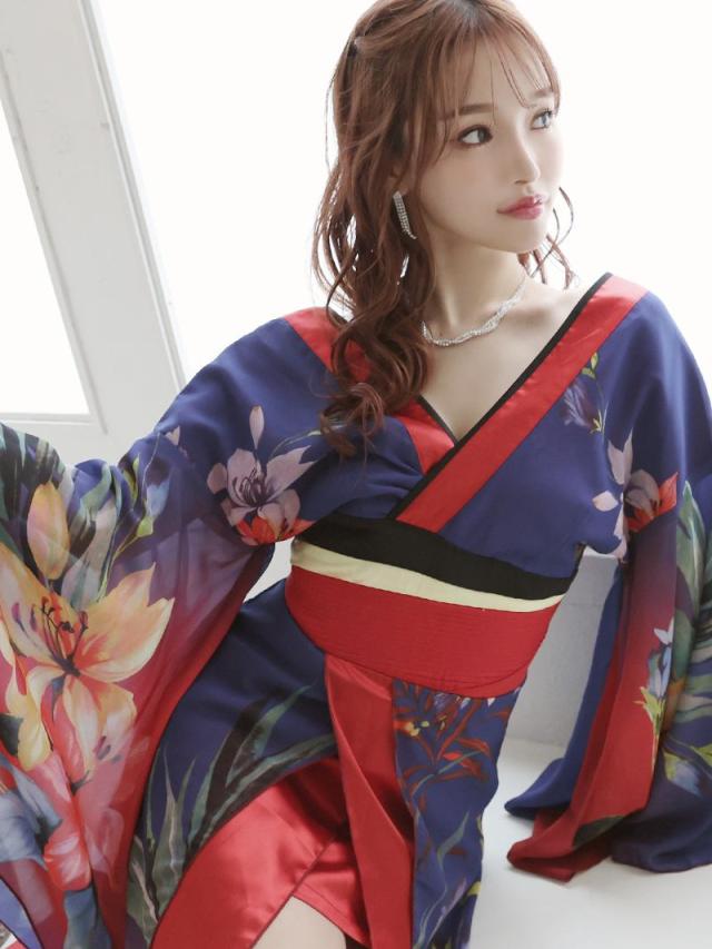 花魁 コスプレ 花魁コスプレ 衣装 着物ドレス 着物 和柄ドレス 和柄 ハロウィン 和装 キャバ ドレス キャバドレス 流遊 和_2