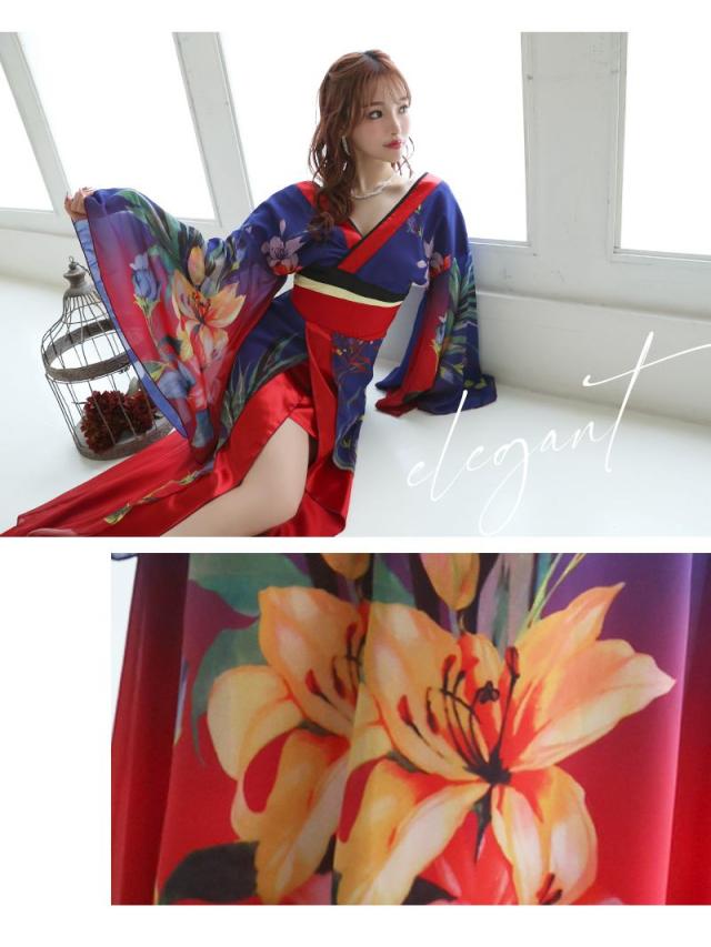 花魁 コスプレ 花魁コスプレ 衣装 着物ドレス 着物 和柄ドレス 和柄 ハロウィン 和装 キャバ ドレス キャバドレス 流遊 和_7