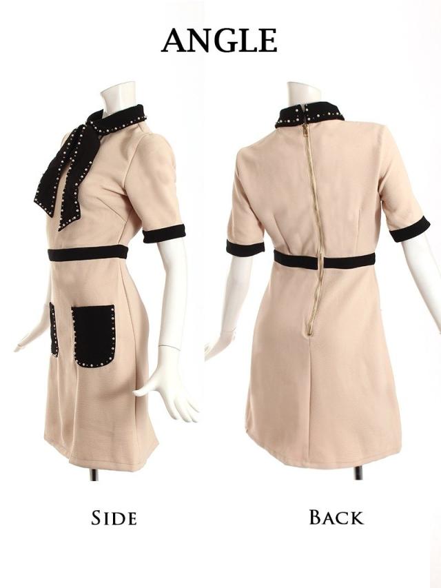 ミニドレス Belsia キャバドレス ベージュ 五分袖 ストレッチ 上品 キャバ ドレス キャバドレス ミニドレス ミニ キ_9