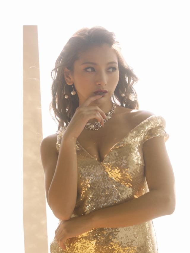 ロングドレス Ryuyu ロング スパンコール ワンショルダー 深スリット