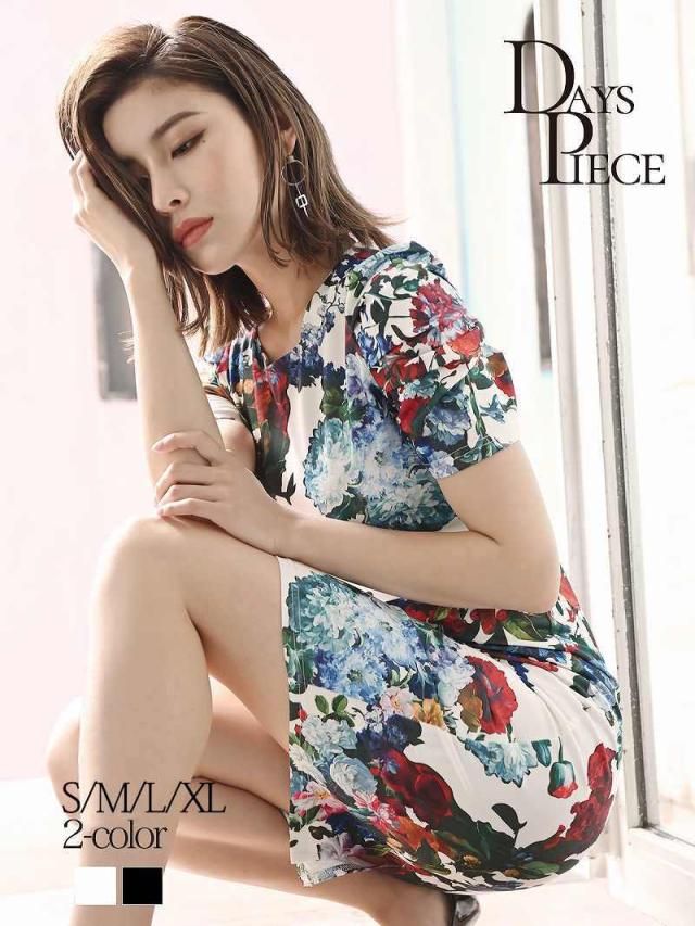キャバ ワンピース ワンピ キャバワンピース キャバワンピ レディース パーティードレス DaysPiece 花柄 膝丈 ラウン