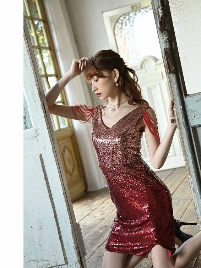 キャバドレス キャバ ドレス キャバクラ ミニドレス パーティードレス Belsia ミディ丈 グラデーション キャバ嬢 クリスマスドレス_5