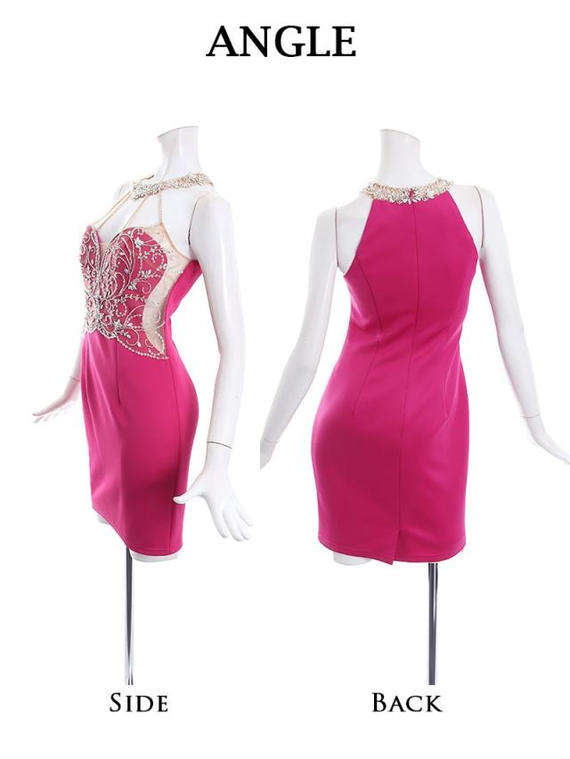 ミニドレス AngelR エンジェルアール AngelR  ブランドドレス 無地 谷間 セクシー ショッキングピンク キャバ ド ミニドレス AngelR エンジェルアール AngelR ブランドドレス 無地 谷間