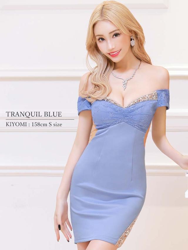 キャバドレス キャバ ドレス キャバクラ AngelRドレス エンジェルアール ミニドレス パーティードレス オフショルダー セクシー フラワ_1