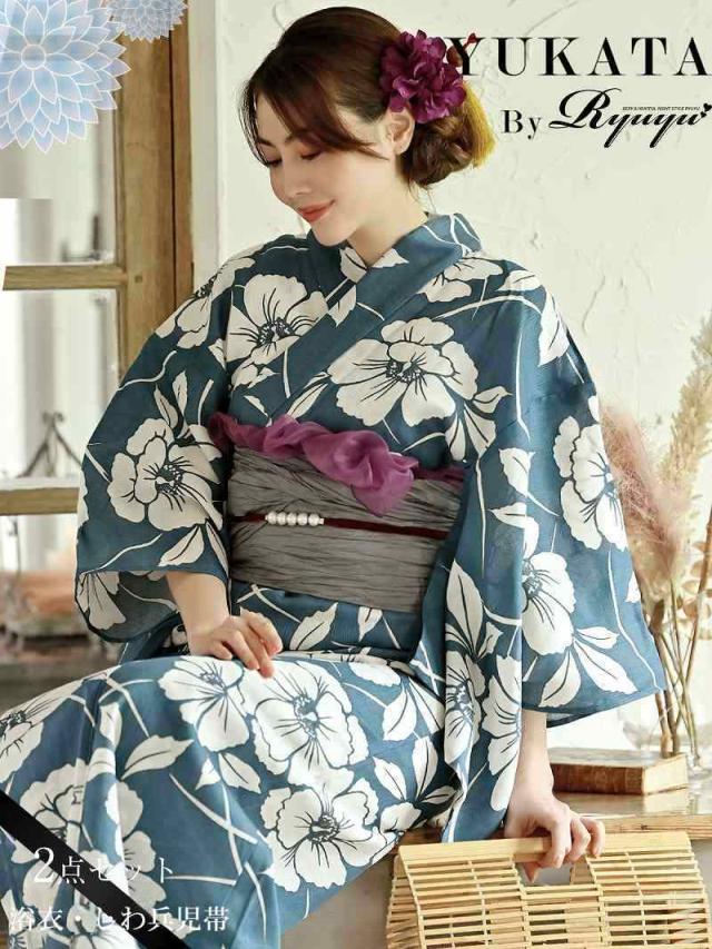 浴衣 セット レディース 浴衣レディース レディース浴衣 ゆかた 帯 下駄 キャバ浴衣 キャバ 夏祭り 花火大会 Ryuyu 青