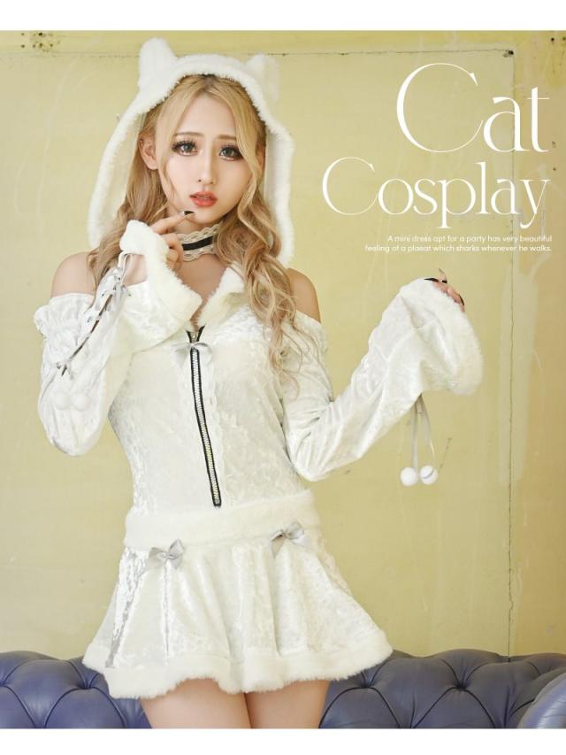 キャバコスプレ Ryuyu 白 ネコ 犬 アニマル 長袖 コスプレ 衣装 コスプレ衣装 ハロウィン ハロウィンコスプレ コスチ_2