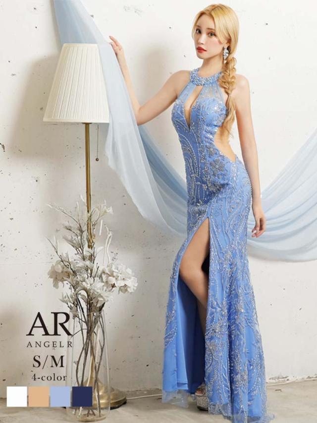 Angel R キャバドレス ロング ブルー ナイトドレス ロングドレス AngelR エンジェルアール AngelR 谷間 豪華 ロング