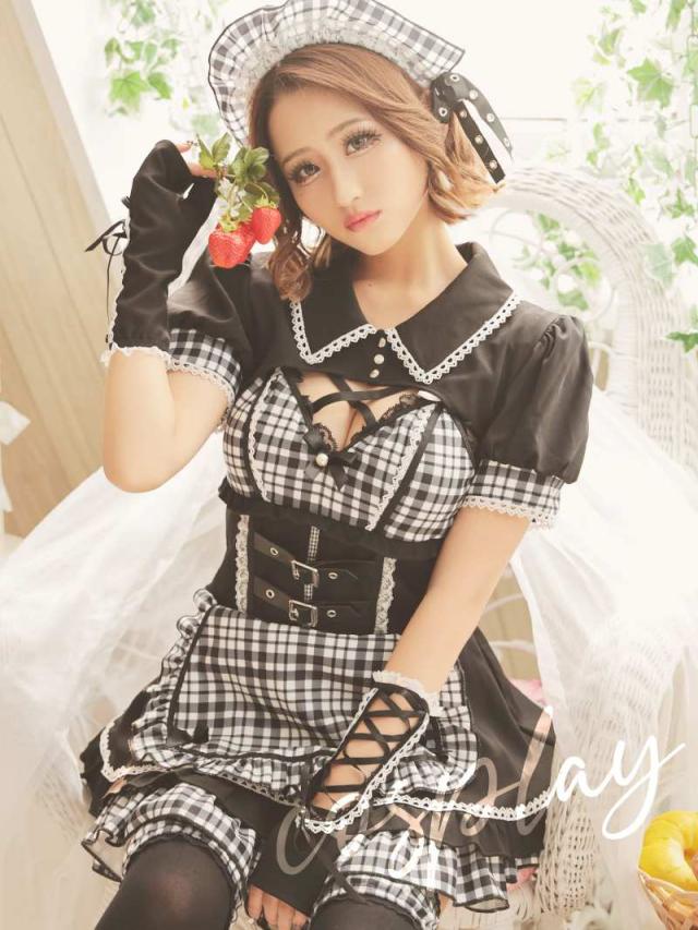 キャバコスプレ Ryuyu チェック柄 メイド服 メイド 制服 男ウケ コスプレ 衣装 コスプレ衣装 ハロウィン ハロウィンコ_13