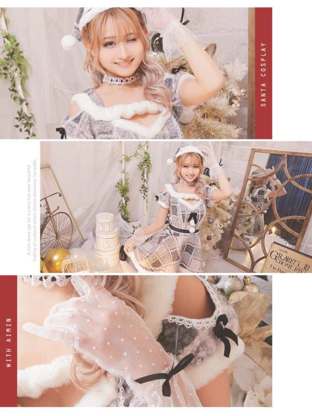 キャバサンタ Ryuyu チェック柄 ドーリー フレア 体型カバー かわいい サンタ コスプレ サンタコスプレ サンタコス ク_10