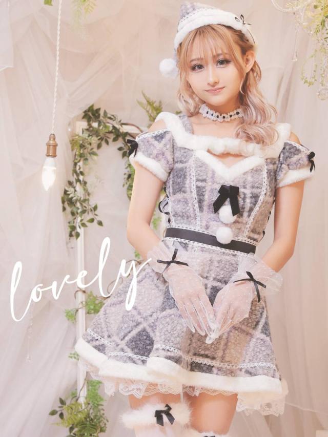 キャバサンタ Ryuyu チェック柄 ドーリー フレア 体型カバー かわいい サンタ コスプレ サンタコスプレ サンタコス ク_14