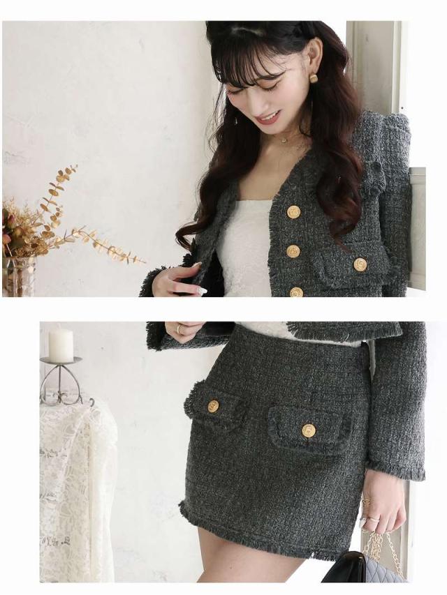一部予約販売 キャバスーツ Belsia ツイード 韓国風 セットアップ 厚手 シャギー キャバ スーツ キャバスーツ レディ_2