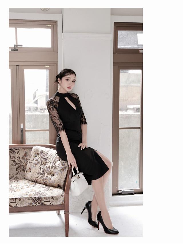 一部予約販売 ミニドレス DaysPiece  アメスリ風 袖付き 体型カバー レース セクシー キャバ ドレス キャバドレス 一部予約販売 ミニドレス DaysPiece アメスリ風 袖付き 体型カバー