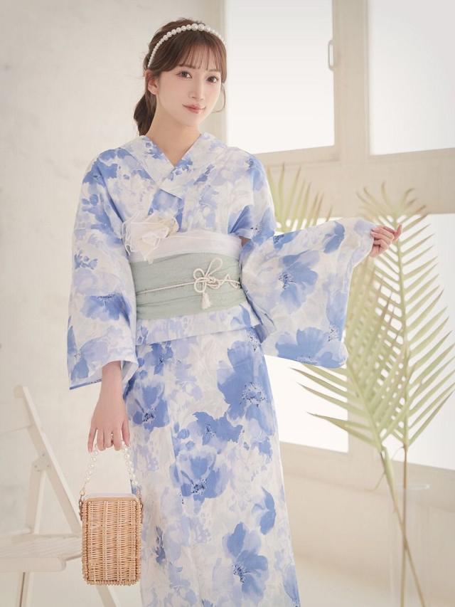 キャバ浴衣 Ryuyu  白 青 グラデーション フラワー 上品 浴衣 セット レディース 浴衣レディース レディース浴衣 ゆか_7