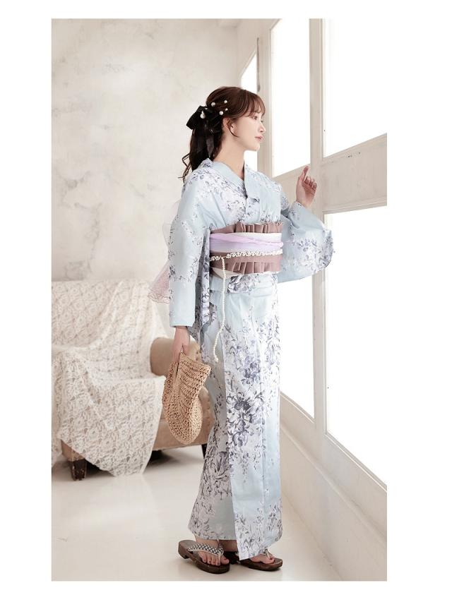 キャバ浴衣 Ryuyu  水色 小花柄 大人可愛い 和モダン レトロ 浴衣 セット レディース 浴衣レディース レディース浴衣_4