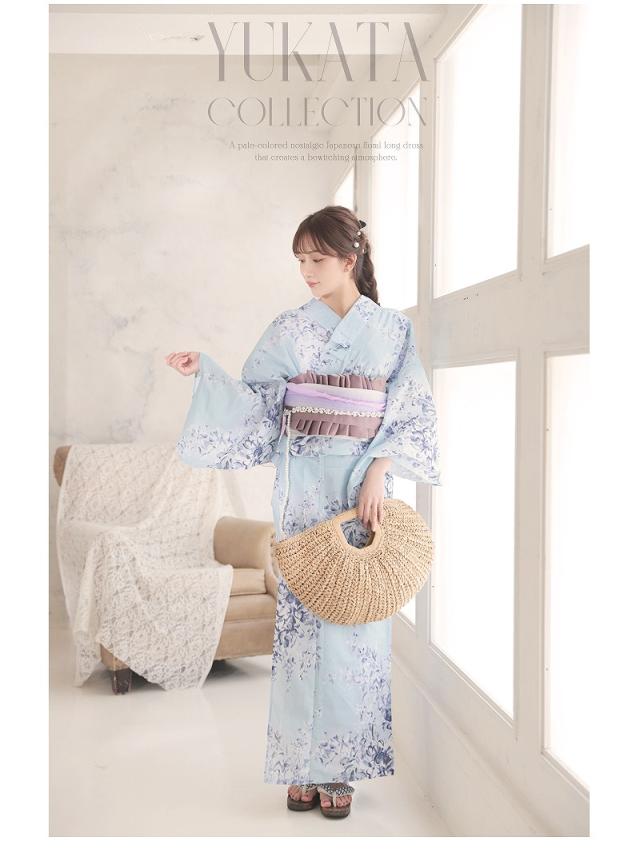 キャバ浴衣 Ryuyu  水色 小花柄 大人可愛い 和モダン レトロ 浴衣 セット レディース 浴衣レディース レディース浴衣_6