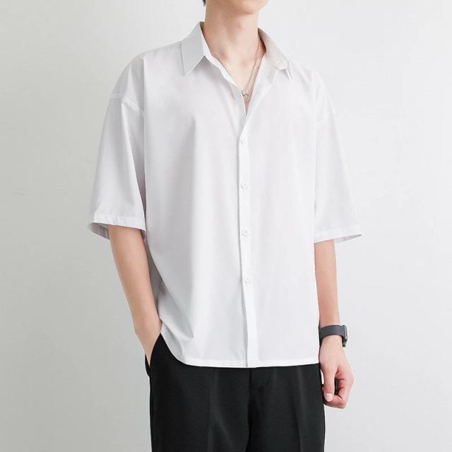 カジュアルシャツ 無地シャツ 長袖シャツ 冷感　シャツ　ノーアイロン 春長袖 メンズ 長袖 ゆったり スリム シャツ　大きいサイズ 5L 4XL XXXXL 薄手 オーバーサイズ 開襟 トップス アウター 春夏秋 送料無料の通販は