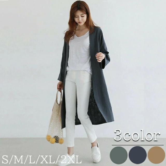 カーディガン ロング アウター トレンチコート レディース コート 春夏 大きいサイズ スプリングコート 紫外線カット コットンリネン 綿麻混 薄手 UVカット 前開き 羽織り 体型カバー 日焼け止め 冷房対策の通販は 7,000円