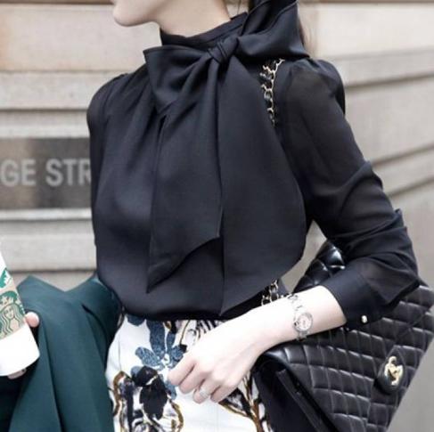 シャツ ブラウス レディース 長袖 インナー オフィス 送料無料 ビジネス シフォン リボン ハイネック 無地 カジュアル 大きいサイズ 洗える 事務服 制服 おしゃれ フォーマル 5,359円