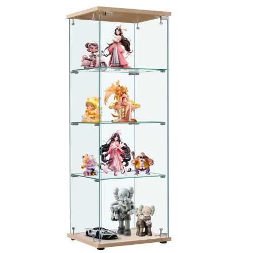 コレクションケース ナチュラル ガラスディスプレイキャビネット フィギュアケース 4段 強化ガラス 全面ガラス サイズ:幅42.5×奥行36.5×高さ120cm LPP-N515P170405Nの通販は