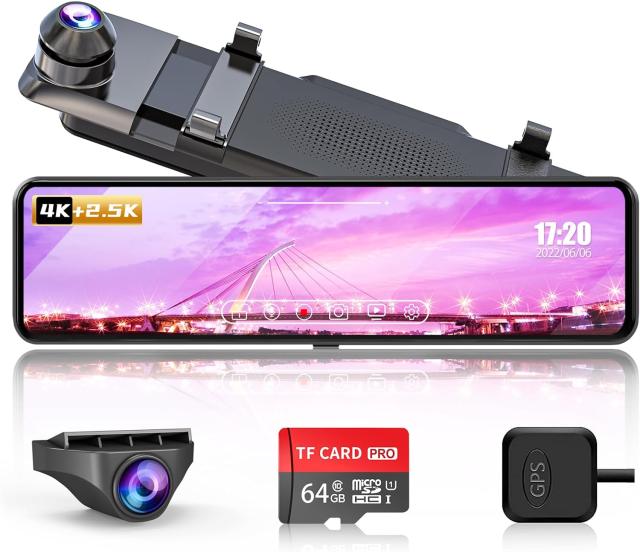 ドライブレコーダー ミラー型 4K+2.5K 64GB高速メモリカード付属 11インチ 伸縮式カメラ Type-C電源 右カメラ GPS搭載 170°広角 ドラレコ 超鮮明夜間撮影 速度超過警報 上下画像+左右画像逆転可能 ガイドライン角度調整可 24時間駐車監視 地デジ干渉対策 JADO-V69PLUSの通販は 11,680円