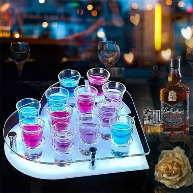 予備販売6〜15日出荷LED酒棚の表示棚 テキーラ，LED酒ボトルの表示棚 カクテルグラスホルダー テキーラ観覧車 LED酒グラス収納ラック充電式 カクテルグラスの棚 カラフルな光と安定したベースのカップホルダバー/ホテル/KTV/ナイトクラブに最適12個のカクテルグラスを含む）の通販は