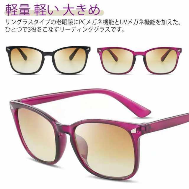 付き 老眼鏡 50代 レディース 60代 祖父 ブルーライトカット サングラス 老眼鏡 タイプ PCメガネ サングラス 男性 40代 30代 uvカの通販は
