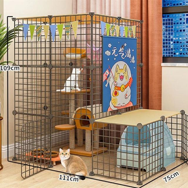 猫ケージ トイレ ケージ ゲージ ペット 猫 ゲージ 猫犬小屋金属ワイヤー犬小屋クレート子猫モルモット用小動物ケージ1〜4匹の猫に最適 (Lタイプ)の通販は