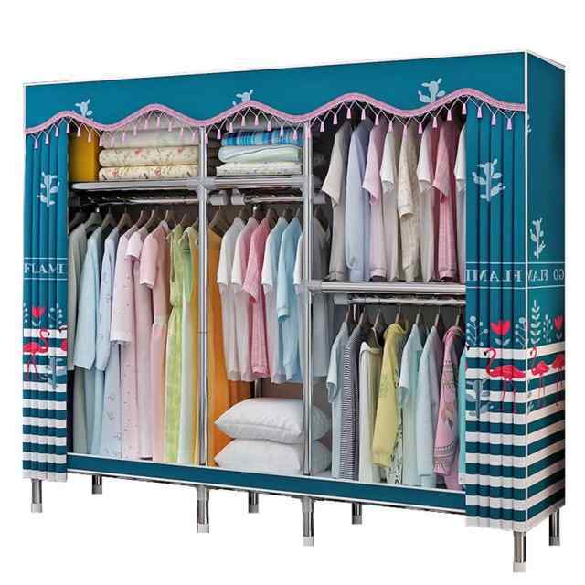 ワードローブ 大容量ストレージ 洋服ダンス クローゼット 衣類収納 頑丈 合金鋼ハンガー フリンジカーテン式 おしゃれ 防塵 幅170×奥行45×高さ168CMの通販は