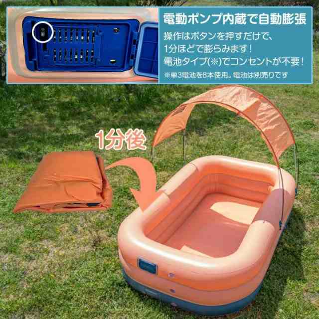 プール 大型 ビニールプール 屋根付き エアープール キッズプール ファミリープール 家庭用 大人 子供用 折りたたみ サンシェード レジャー 庭 水遊び ny506aの通販は