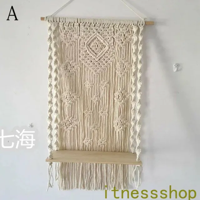 タペストリー 北欧 おしゃれ 壁掛けラック 1層 手作り ボヘミアンスタイル マクラメタペストリー 壁掛け棚 壁飾り 壁掛けスタンド マクラメ編み タッセル フリンジ 吊り下げタペストリー 織物 インテリア 置物 癒し 部屋の通販は
