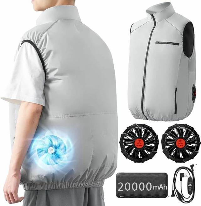 空調作業服 ベスト ファン 20000mAh大容量バッテリー 付き 空調ウェア 作業服 冷却服 3D循環送風 3段階風量調節可 軽量 通気 S-2XL サイズ 最大24時間送風 UVカット PSE認証済 熱中症予防 猛暑対策 男女兼用 サイズS-2XLの通販は 7,479円