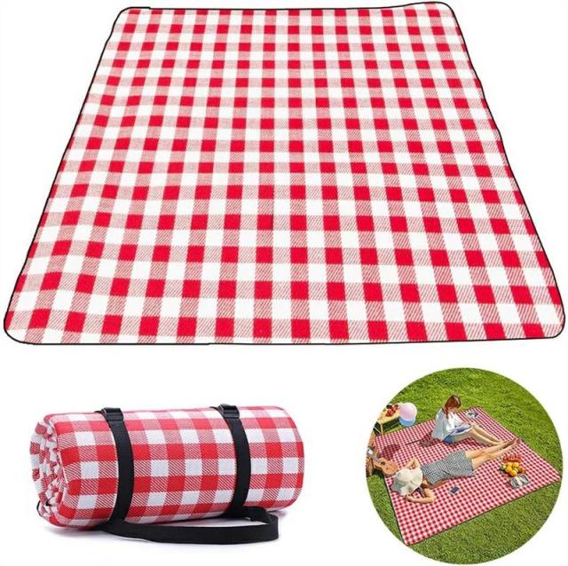 ピクニックマット 厚手 防水 レジャーマット テントマット クッション 200×200cm 4〜6人用 折りたたみ チェック柄 ストライプ 収納袋 ベルト付き バーベキュー ビーチマット 遠足 お花見の通販は 8,225円