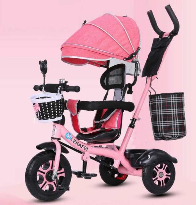 子供用三輪車 ベビーカー(両対面) 乗用玩具 かじとり 手押し棒 ガードレール付き サンシェード こども自転車1〜6歳子供用 おもちゃ 乗り物 軽量 収納かご ハイキング ギフト プレゼント ベビーバイク こども 誕生日プレゼントの通販は