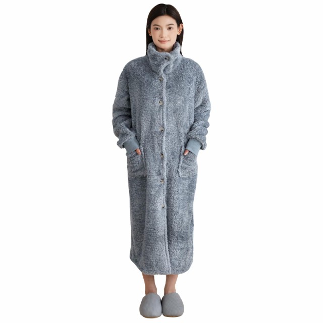 [] 着る毛布 レディース メンズ 男女兼用 立ち襟 シープボア生地 冬用 ロング丈 大きいサイズ もこもこ あったか 可愛い 袖口ゴム仕様 家事がしやすい ルームウェア 洗濯機洗い可の通販は