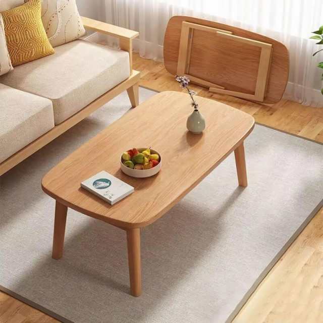 センターテーブル ローテーブル 折りたたみ テーブル 一人暮らし 木製 机 幅80cm×奥行50cm おしゃれ リビングテーブル コーヒーテーブル 折り畳み 収納便利 完成品 組立不要 (木目調  80*50cm)の通販は 5,994円