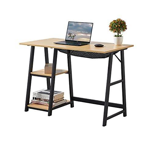 パソコンデスク 幅100cm×奥行60cm 収納ネットメッシュ付き 省スペース PCデスク ラック デスク HQ-TT-13の通販は 13,982円