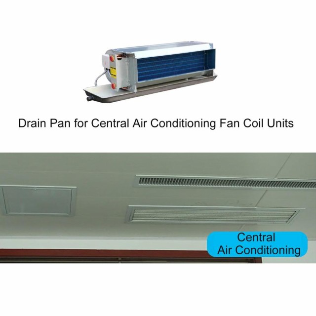 エアコンドリップパン 金属ドレンパン 底面給水トレー セントラル空調用ドレンチューブ付き大型ドリップトレイ、ウィンドウエアコン