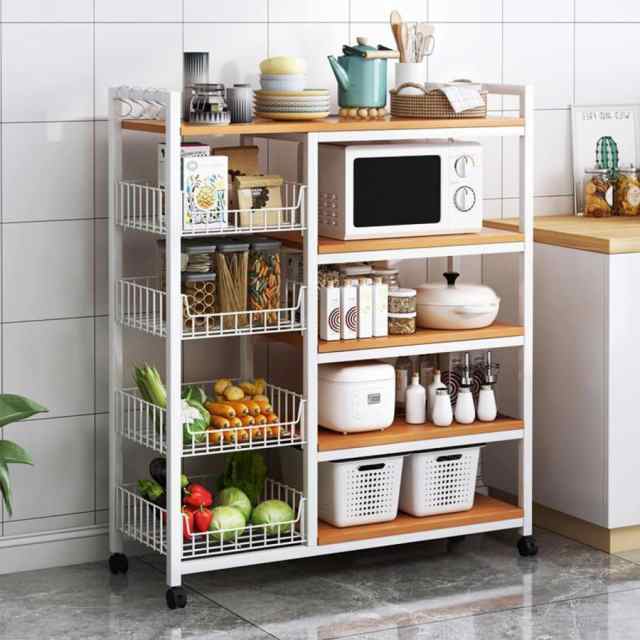キッチン棚 レンジラック キッチンラック キッチン収納ラック 幅90 キャスター付き 5段収納ラック 大容量 電子レンジ収納ラック レンジ棚 省スペース 床置き型多の通販は 9,265円