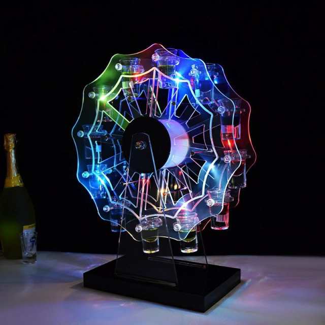 テキーラ観覧車 LED酒ボトルの表示棚 12カップ バーホテルLED酒棚の表示棚 LED酒グラス 収納ラック KTVナイトクラブに最適 のパーティ パーティ パーティの装飾品 クリスマスの雰囲気 鉄技術安定ベース ナイトクラブ ワイングラスセットの通販は