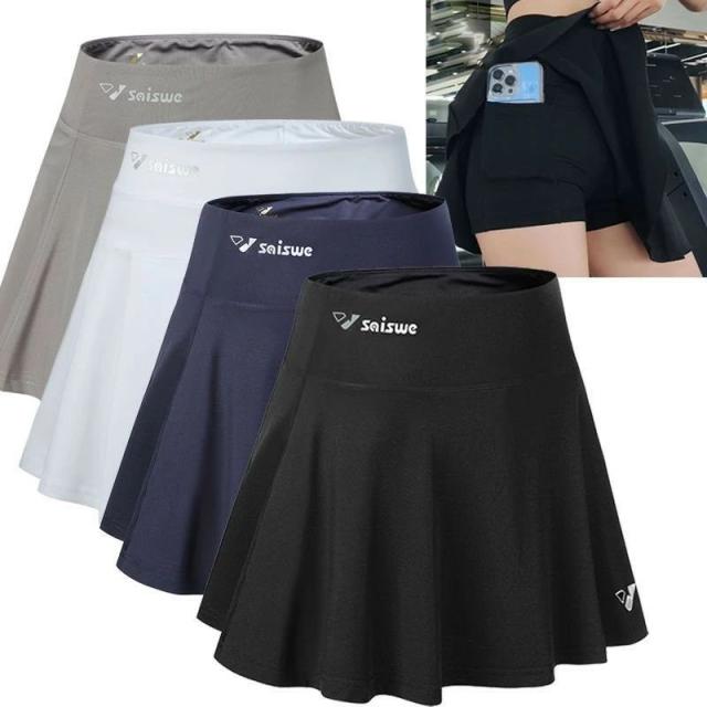 スポーツウェア テニス スコート レディース スカート ハイウエスト スポーツスカート ヨガウェア テニススカート ランニングスカート バドミントン ヨガ テニス ゴルフ ウェア インナーパンツ付き ポケット付き 吸汗 速乾 通気 伸縮性の通販は