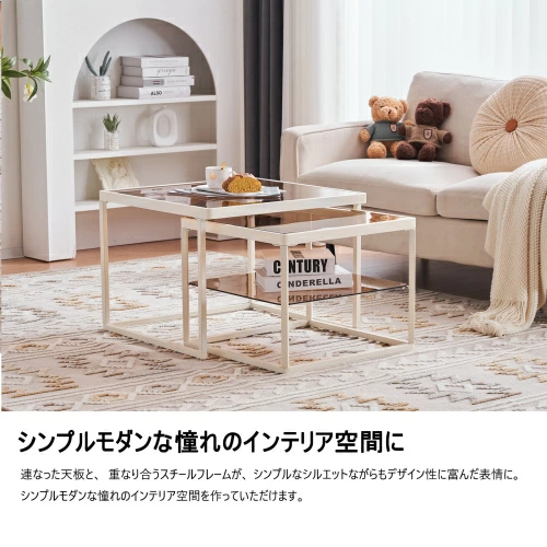 ガラステーブル センターテーブル ガラス天板 2点セット 茶色ガラス LPP-WF308366AAAの通販は