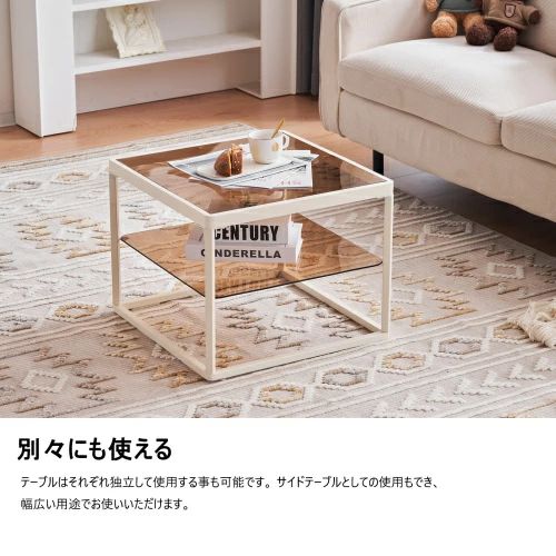 ガラステーブル センターテーブル ガラス天板 2点セット 茶色ガラス LPP-WF308366AAAの通販は