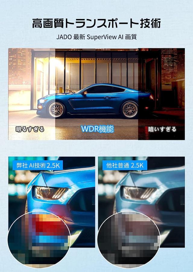 ドライブレコーダー ミラー型 分離【最新 拡大ズーム機能 EU新基準統一法案の 高耐久 TypeC バックカメラ 2.5K 再進化】前後カメラ 分離式 人気で強くお勧め ドラレコ GPS WDR HDR 超鮮明夜間暗視 デジタルインナーミラー 再生 防水 LED信号 地デジ対策 JADO-T860-1の通販は