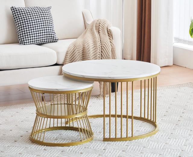 【5月新作】ネストテーブル ローテーブル 入れ子式 2個セット センターテーブル 収納付き 大理石柄 丸型 おしゃれ カフェテーブル 北欧 モダン サイドテーブル リビングテーブル テーブルセットの通販は 25,332円