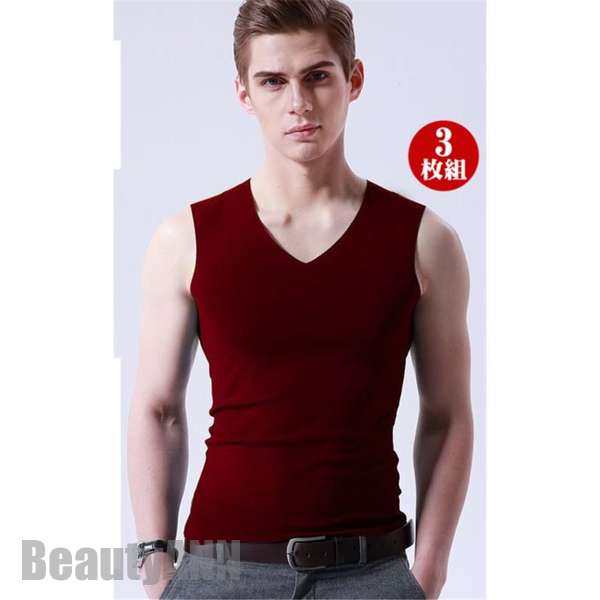 新生活 3枚セット タンクトップ メンズ インナー Vネック 接触冷感 夏 ノースリーブ Tシャツ 肌着 通気 シームレス 吸汗速乾 抗菌防臭 プレゼント ギフト