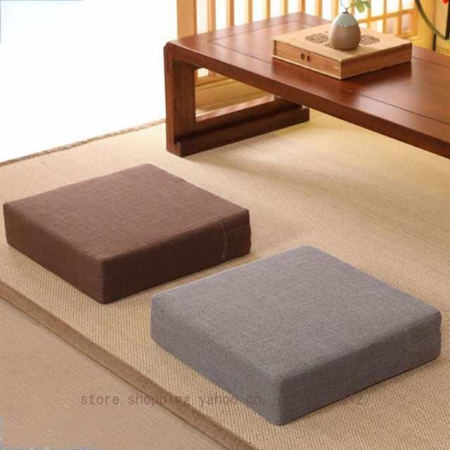 コンパクト クッション 一人暮らしフロアマット リネン 畳 シートクッション パッド 厚い 正方形 椅子